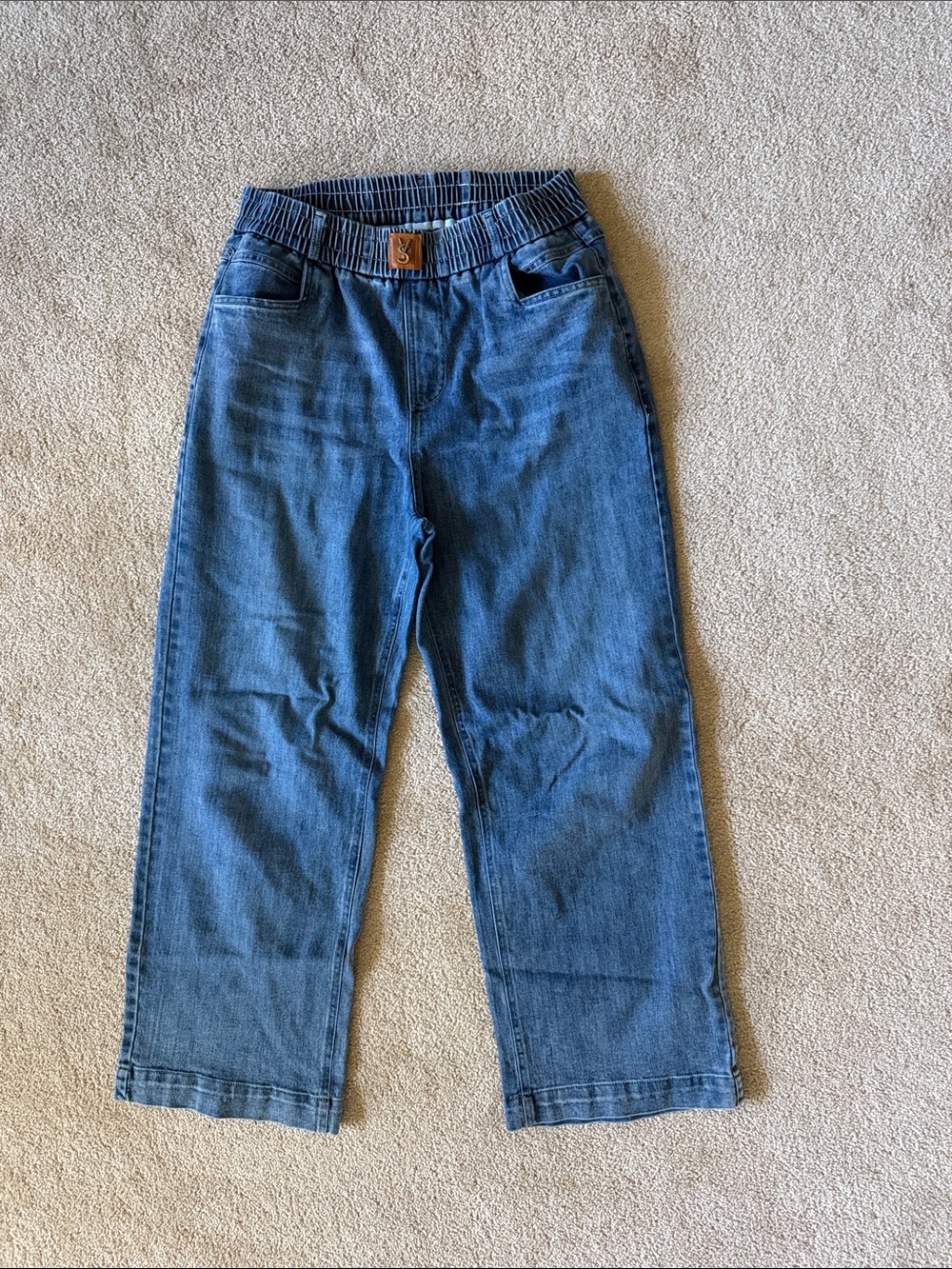 Light Blue Elastic-Waist Jeans
